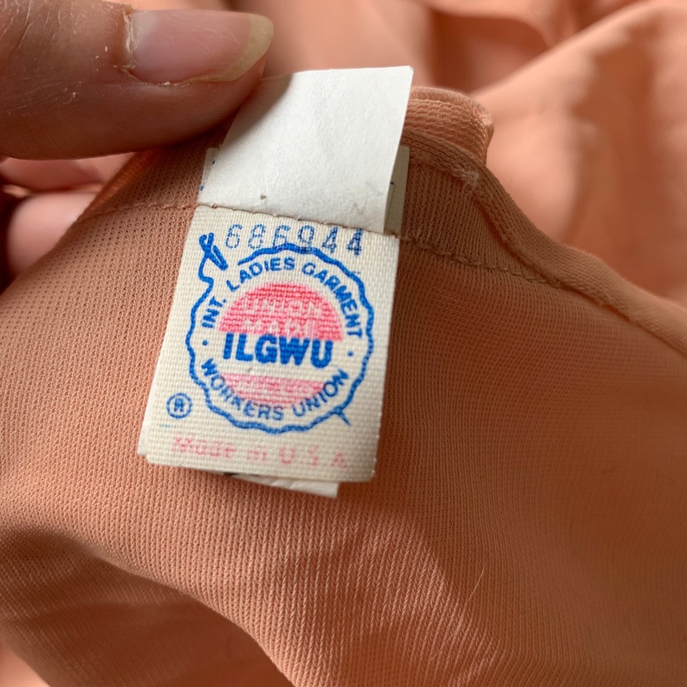 70s Vintage Peach Peasant Maxi Dress - Picture 13 of 15